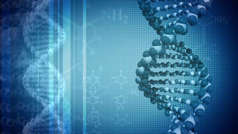 DNA blue background with formulas